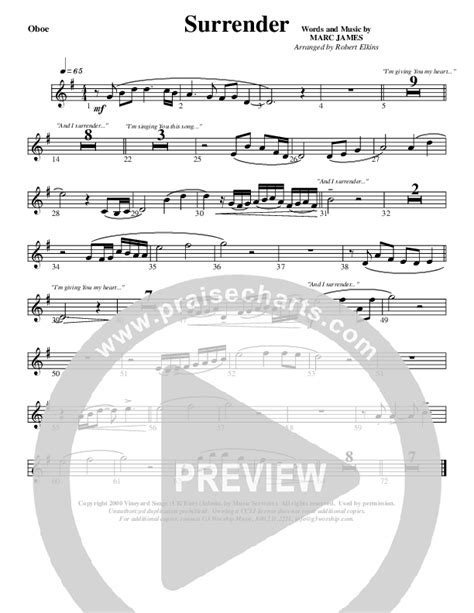 Surrender Oboe Sheet Music Pdf G Worship Praisecharts