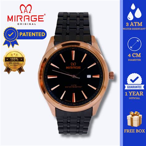 Jual Mirage Jam Tangan Pria Analog M Black Rose Gold Original