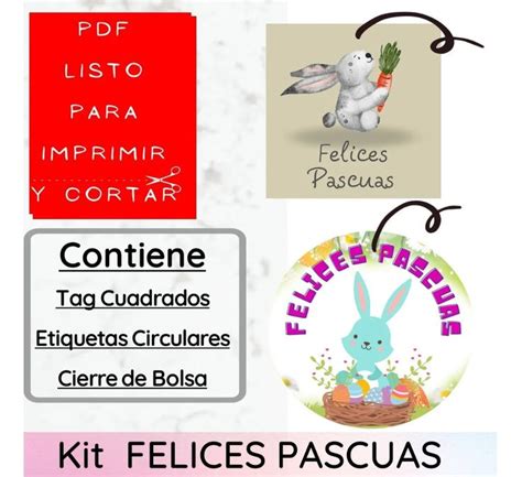 Kit Imprimible Pascuas Tags Etiquetas Y Cierra Bolsa