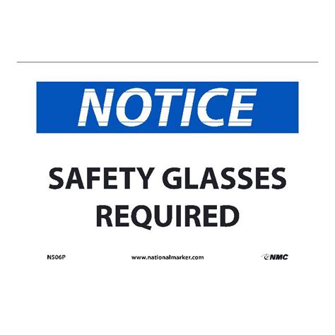 Nmc N506 Notice Safety Glasses Required Sign