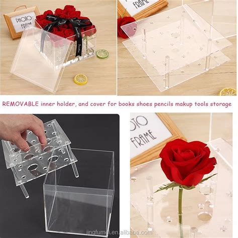 Acrylic Waterproof Flowers Display Box Clear Acrylic Gift Box - Buy ...