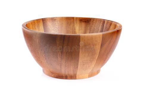 Wooden Bowl Isolated On White Background Wooden Bowl Stock Image