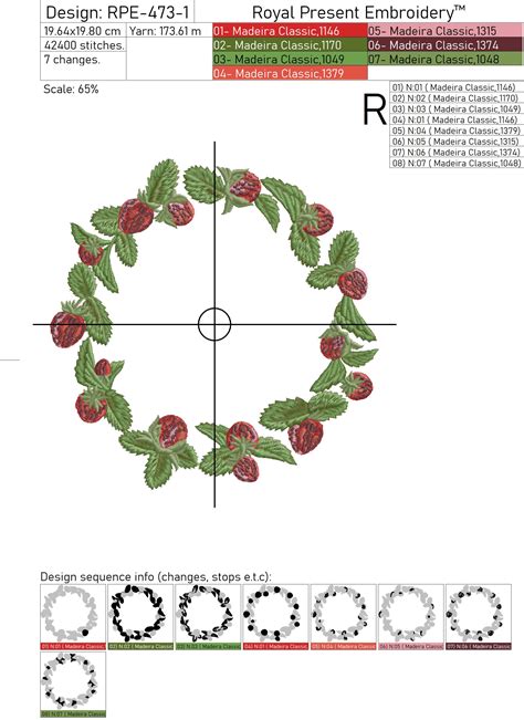 Strawberry Wreath Machine Embroidery Design Royal Present Embroidery