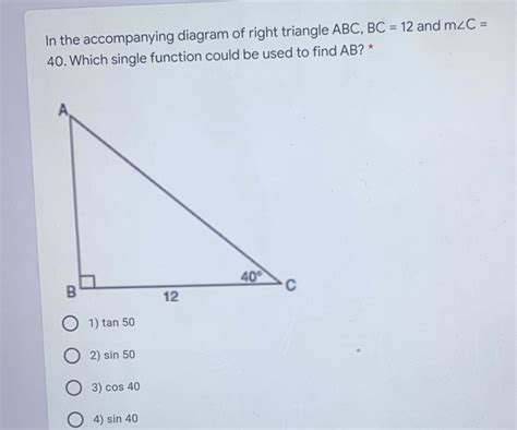 Solved In The Accompanying Diagram Of Right Triangle Abc Bc And M