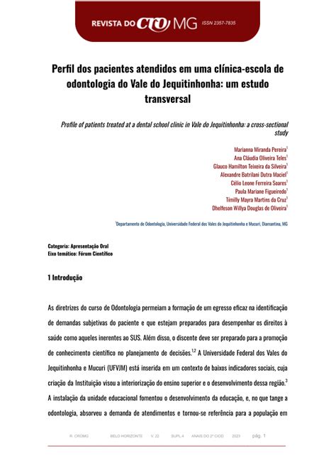 PDF Perfil dos pacientes atendidos em uma clínica escola de