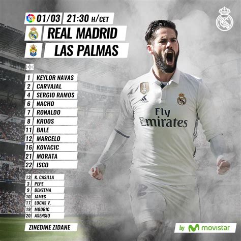 Starting lineup for the game against Las Palmas : r/realmadrid