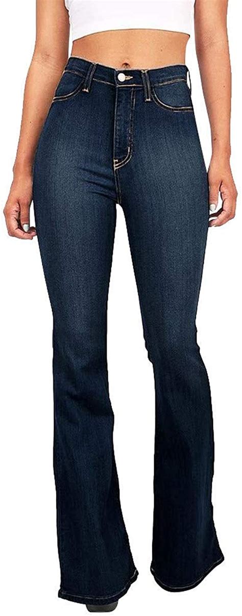 Jeans Damen Bootcut High Waist Straight Jeanshose Festival Stretch