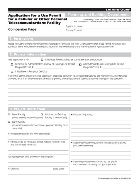 Fillable Online Planning Smcgov Use Permit Cellular 4 13 Vp Form