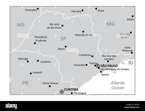 A Map Of The Sao Paulo State Region In The Brazil Southeast And Some Of