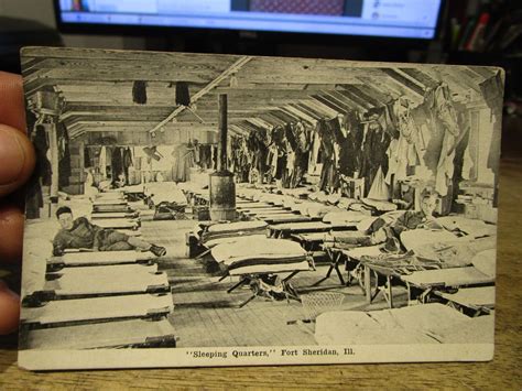 K8 Old Illinois Postcard Fort Ft Sheridan World War Military Army Cots Barracks Ebay