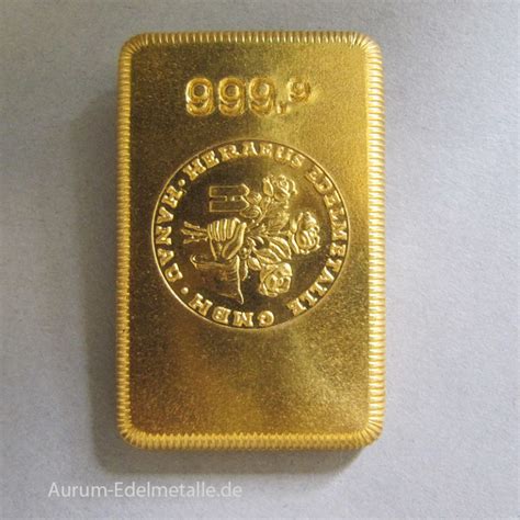 Goldbarren 100g Historisch Heraeus Hanau Aurum Goldshop