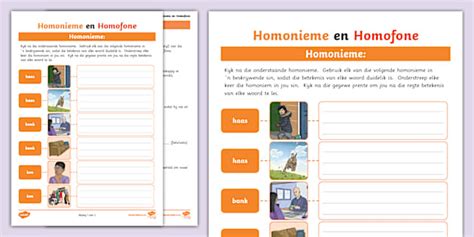 Homonieme En Homofone Aktiwiteitskaart Teacher Made