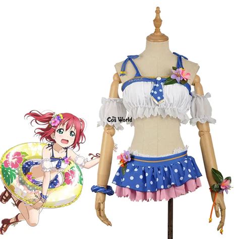 Love Live Sunshine Aqours Kurosawa Ruby Swimwear Swimsuit Bathing Suit Bikini Tube Tops Skirts