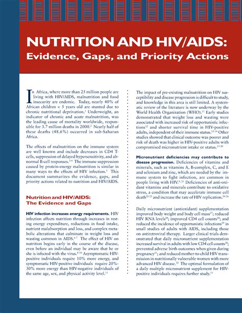 Pnacy Nutrition In Hiv Infected Persons Nutrition And Hiv Aids