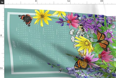 Pollinators Tea Towel Calendar Fabric Spoonflower