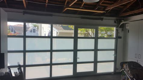 Contemporary Aluminum And Clear Tempered Glass Garage Door With Passage