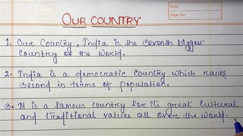 Our Country Essay Writing Lines Essay On Our Country English