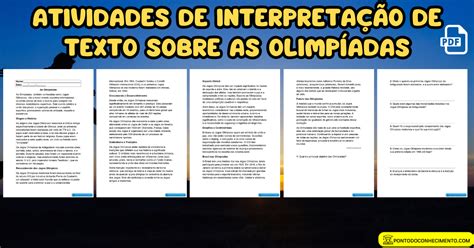 Atividades De Interpreta O De Texto Sobre As Olimp Adas Ponto Do