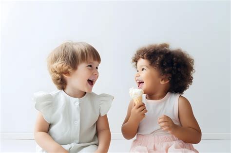 Premium AI Image | kids eating ice cream and laughing together