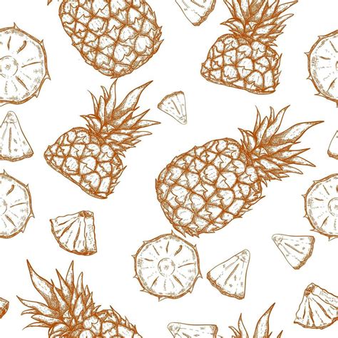 Pineapple Hand Drawn Seamless Pattern 1103114 Vector Art At Vecteezy