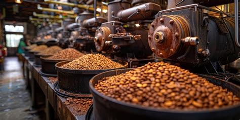 Premium Photo Coffee Beans During The Roasting Process Moving Paddle