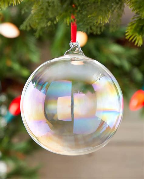 Jim Marvin 150mm Iridescent Glass Ball Ornament With Hook Horchow