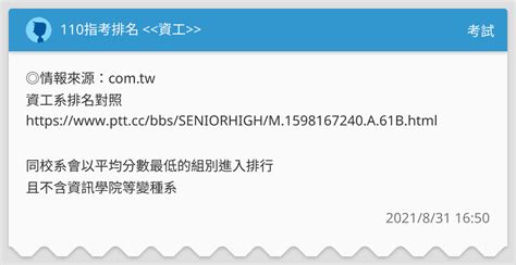 110指考排名 考試板 Dcard