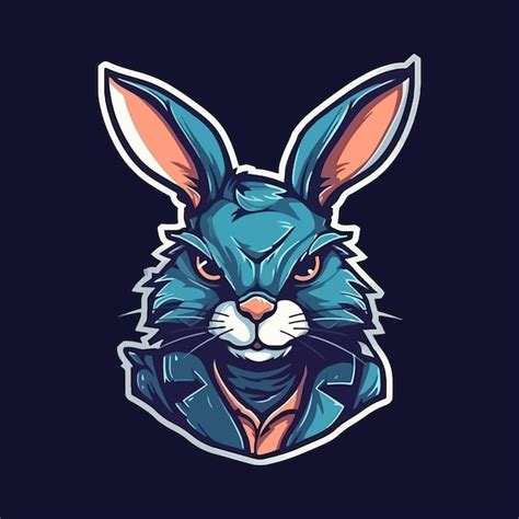 Ilustración de vector de conejo de diseño de logotipo de estilo esport