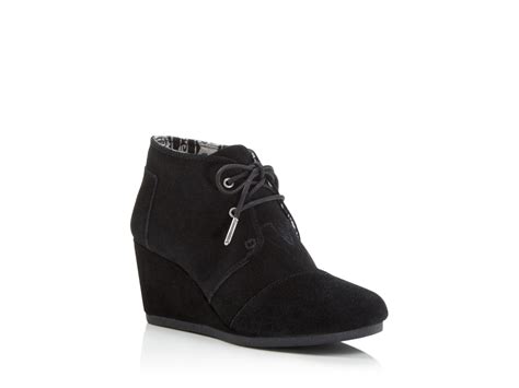 Toms Suede Desert Wedge Booties In Black Lyst