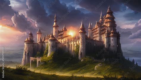 Artistic concept painting of medieval castle Stock Illustration | Adobe ...