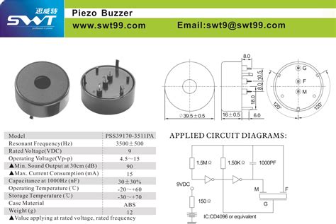 Buzzer Piezo Element Piezo Atomizer Ultrasonic Series Dongguan Swt