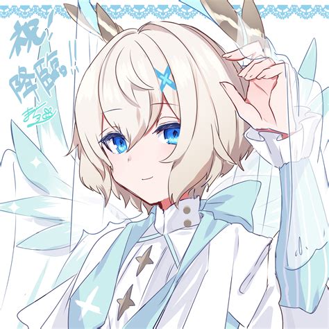 Safebooru 1other Androgynous Angel Angel Wings Blonde Hair Blue Bow