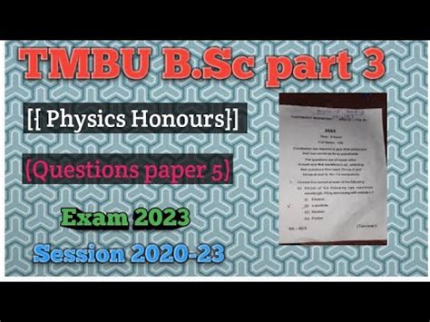 Tmbu B Sc Part Physics Honours Paper Exam Session