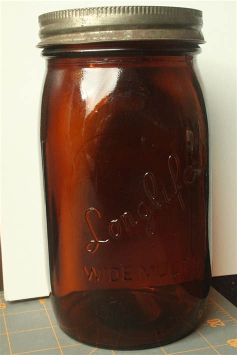 Vintage Brown Glass Ball Longlife Wide Mouth Mason Jar Jarring Preserves D6 Ebay Jar Mason