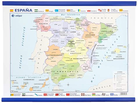 Mapa Mini Mural Espa A Impreso A Una Cara Pol Tico X Cm Edigol