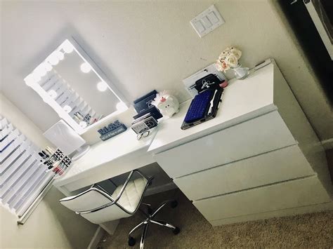 Finally Got My Vanity Setup Mirror Without Lights Table And Drawer From Ikea Chair And Mini