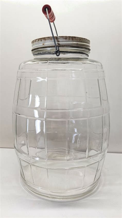 Vintage Glass Pickle Barrel Jar Large 13 Tall Ebay