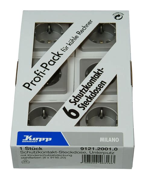 Kopp Milano Stahl Schutzkontakt Steckdosen Profi Pack St Ck Up Bei