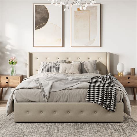 Lark Manor Albertien Lift Up Wingback Upholstered Platform Bed