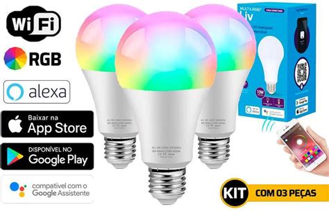 Kit Lampadas Inteligente Smart Wifi Google Alexa Colorida