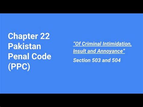 Criminal Intimidation Insult Annoyance Pakistan Penal Code PPC