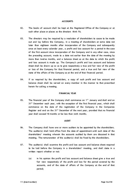 Articles Of Association Template In Word And Pdf Formats Page Of