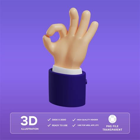 Premium Psd Psd Ok Hand Gesture 3d Illustration