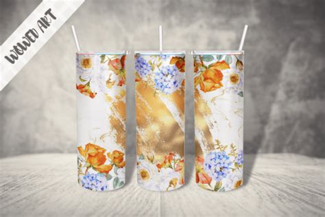 Floral 20 Oz Skinny Tumbler Wrap Graphic By Wowed Art · Creative Fabrica