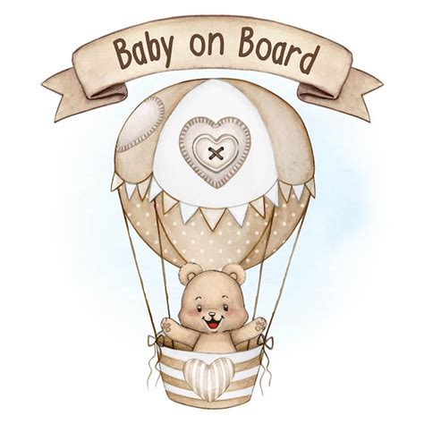 Premium Vector Baby Bear On A Hot Air Balloon Baby Shower