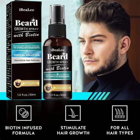 Beard Growth Serum Spray 1 01oz 5 Minoxidil And Biotin And Rice Water