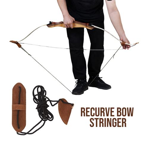 Traditional Leather Bow Stringer Brown Archery Bowstring Recurve Long