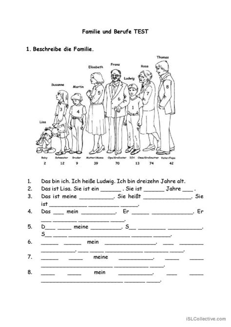 Test Familie Und Berufe Allgemeines English ESL Worksheets Pdf Doc