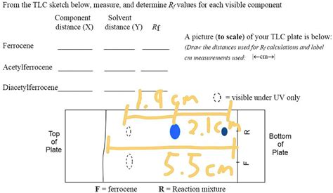 Solved From The Tlc Sketch Below Measure And Determine Rf Values For