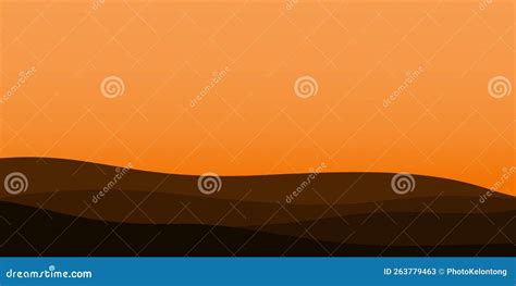 Silhouette View of Mountain with Sunset Background Stock Vector ...